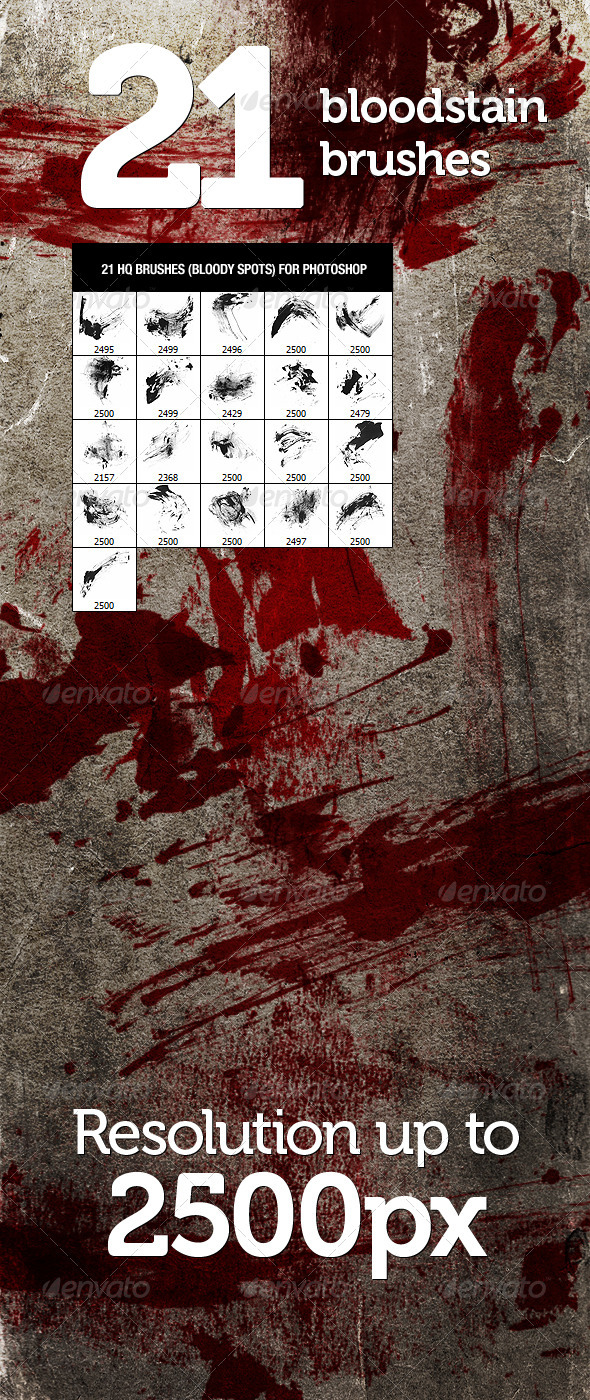 21 Bloodstain Photoshop Brushes - Brushes Photoshop