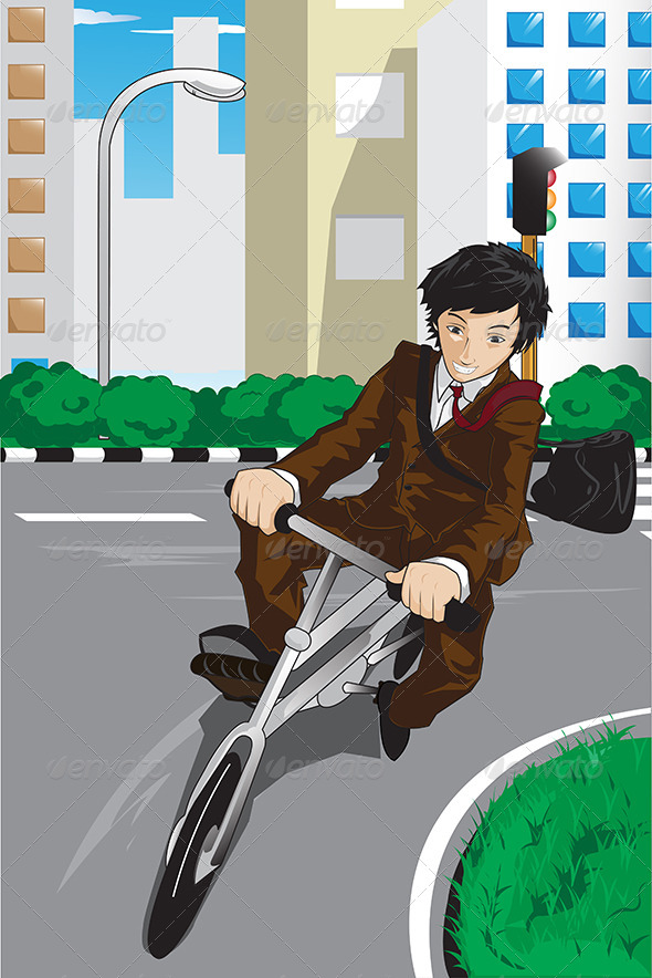 Businessman Riding a Bicycle