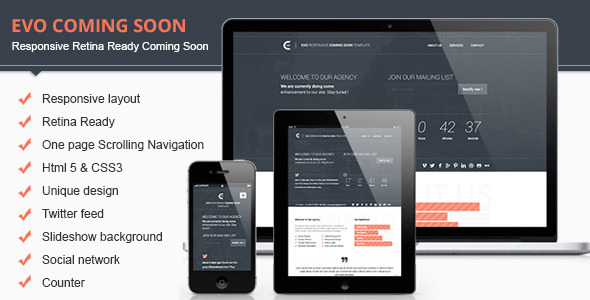 Evo Responsive Retina Ready Coming Soon Template