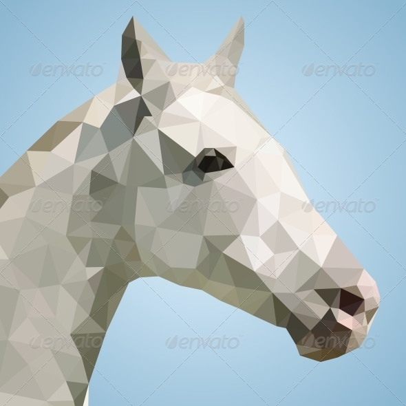 Head of a White Horse in Triangular Style Head of a White Horse in Triangular Style