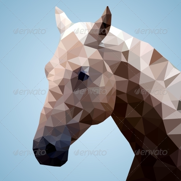 Head of a Bay Horse in Triangular Style Head of a Bay Horse in Triangular Style
