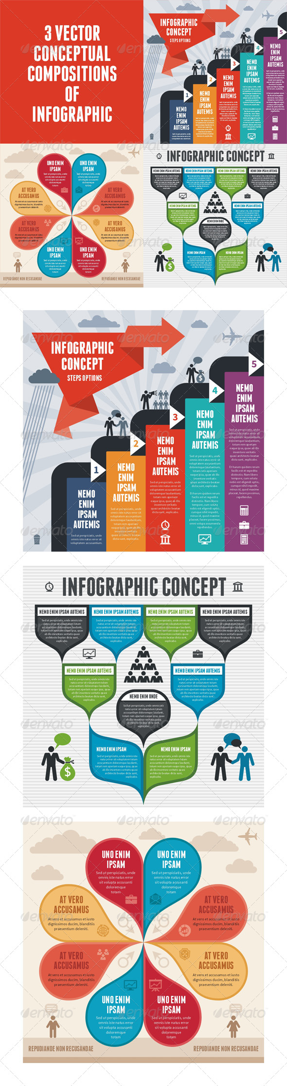 Infographic Concept 3 Vector Schemes Infographic Concept 3 Vector Schemes