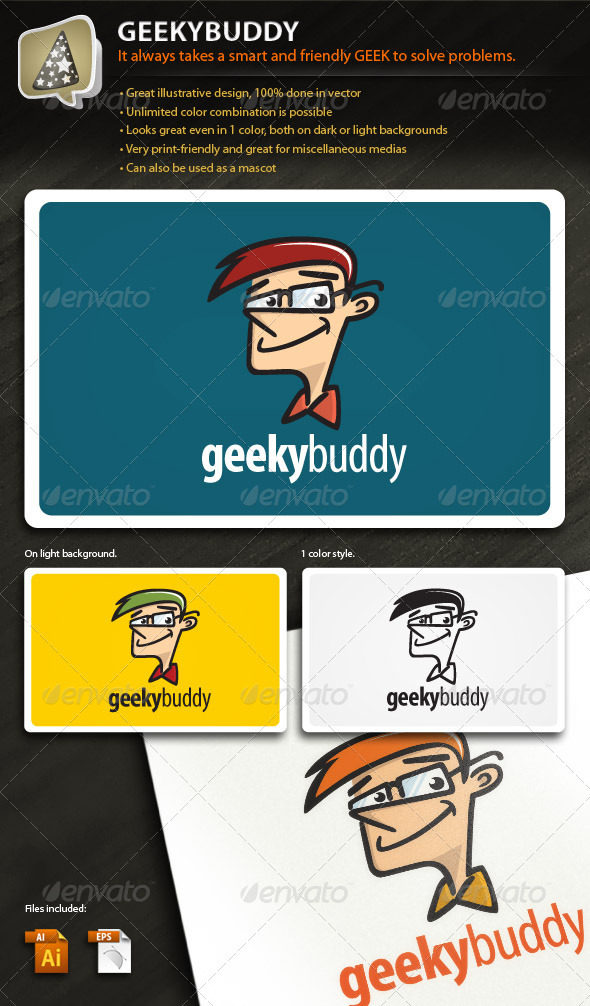 GeekyBuddy - Illustrative Mark for Your Tech Biz - Humans Logo Templates