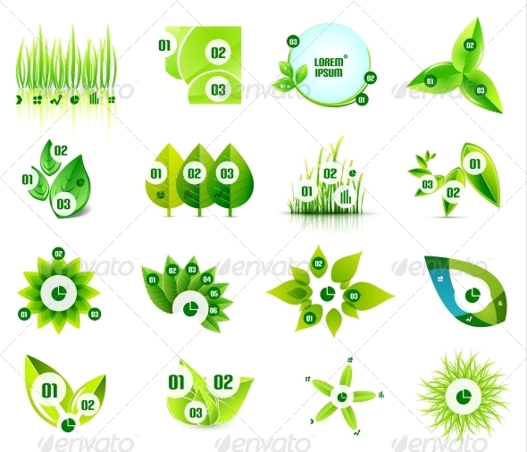Set of Eco Leaf Infographic Design Templates Set of Eco Leaf Infographic Design Templates