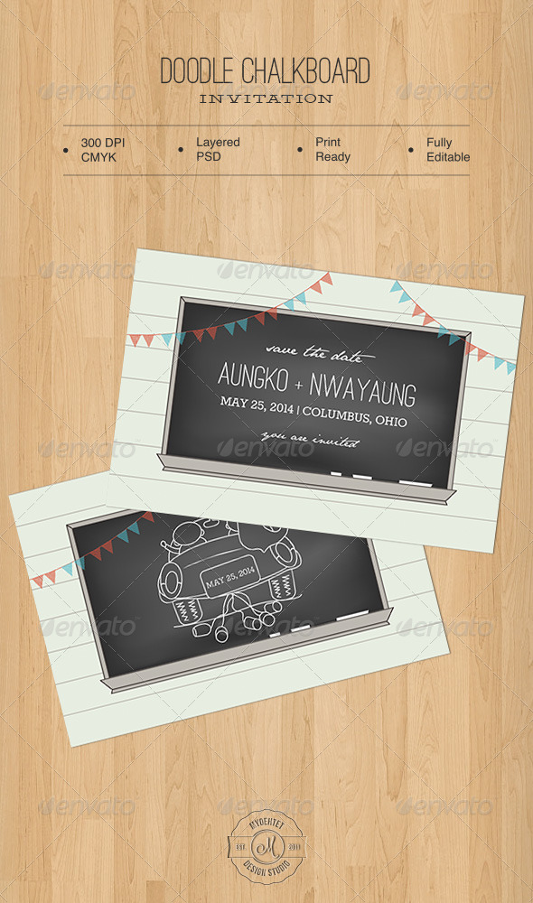 Doodle Chalkboard Invitation