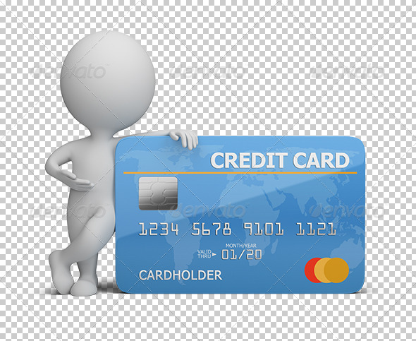 3D Small People with A Credit Card 3D Small People with A Credit Card