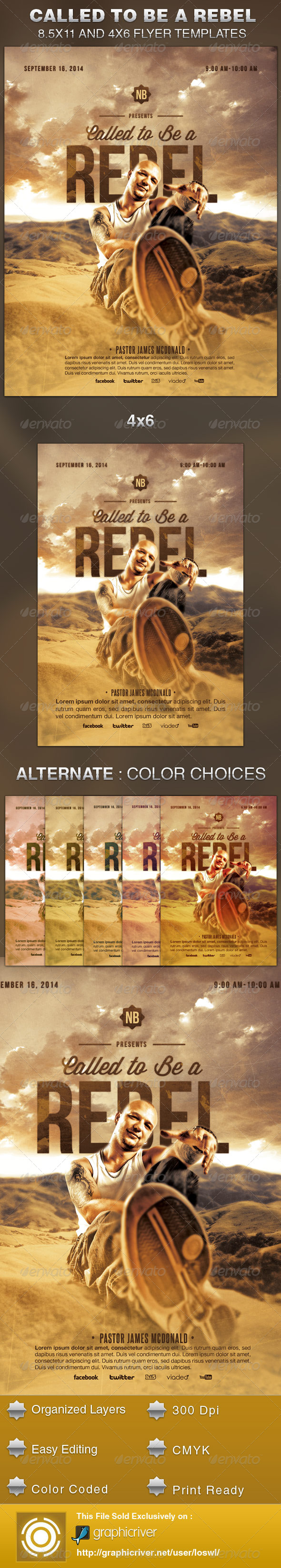 Called to be a Rebel Church Flyer Template - Church Flyers