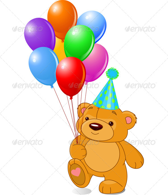 teddy bear with balloons clipart - photo #9