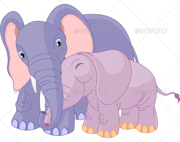 Mother Elephant and Her Baby Mother Elephant and Her Baby