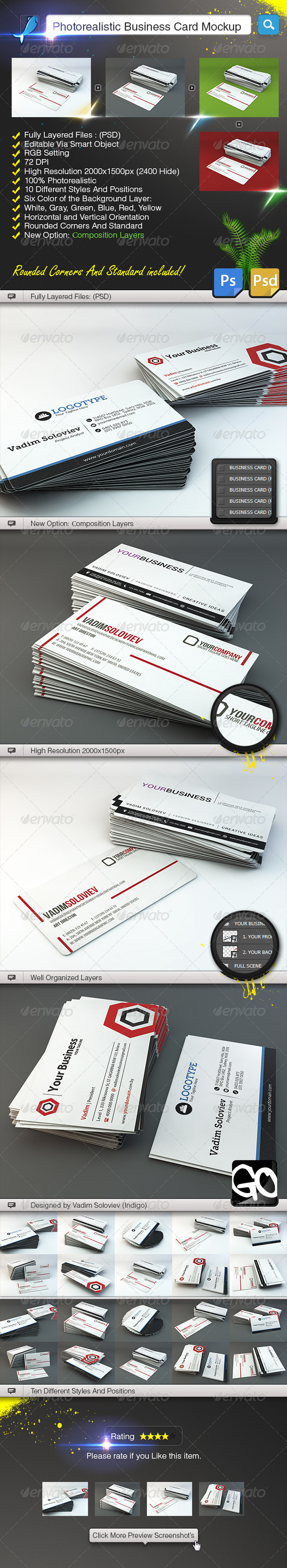 Photorealistic Business Card Mockup Photorealistic Business Card Mockup