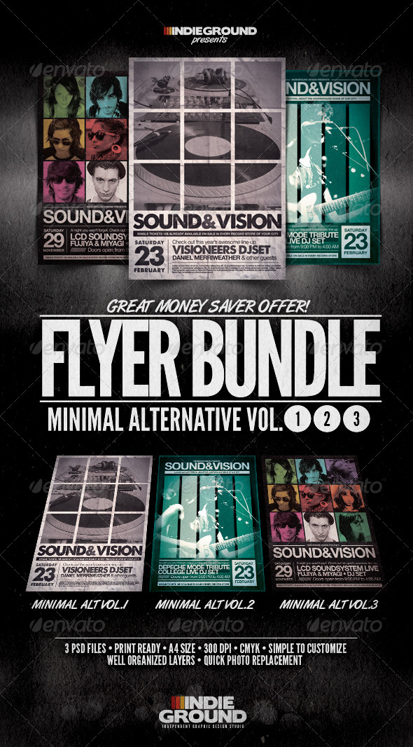 Minimal Alternative Flyer/Poster Bundle Vol. 1-3 - Clubs & Parties Events