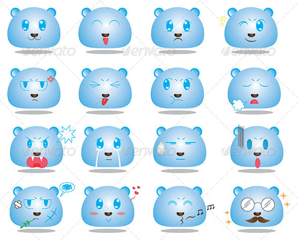 Anime Style Face Emoticon Set 1