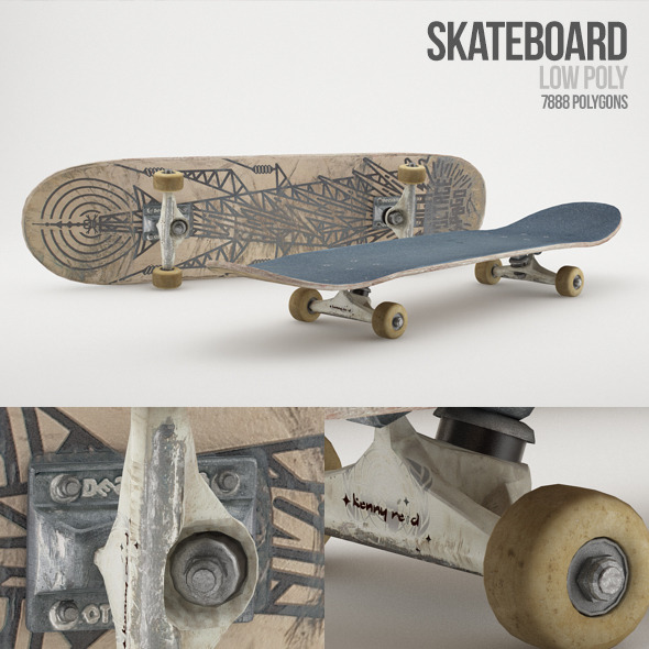 Low Poly Skateboard - 3DOcean Item for Sale