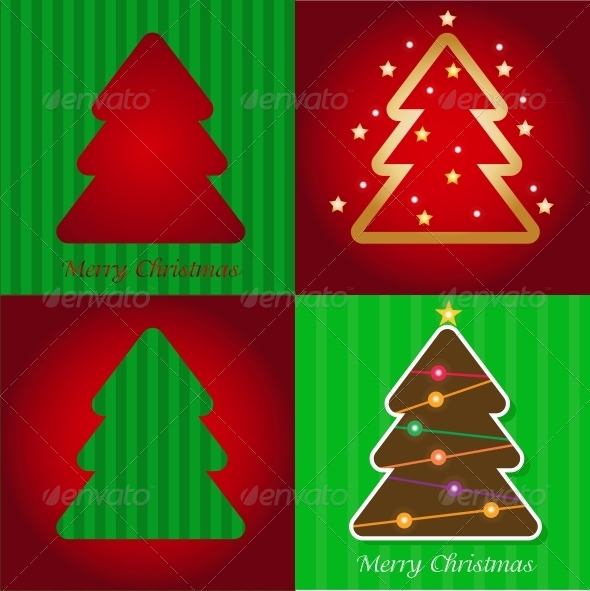 Colorful Illustration with Christmas Tree Colorful Illustration with Christmas Tree