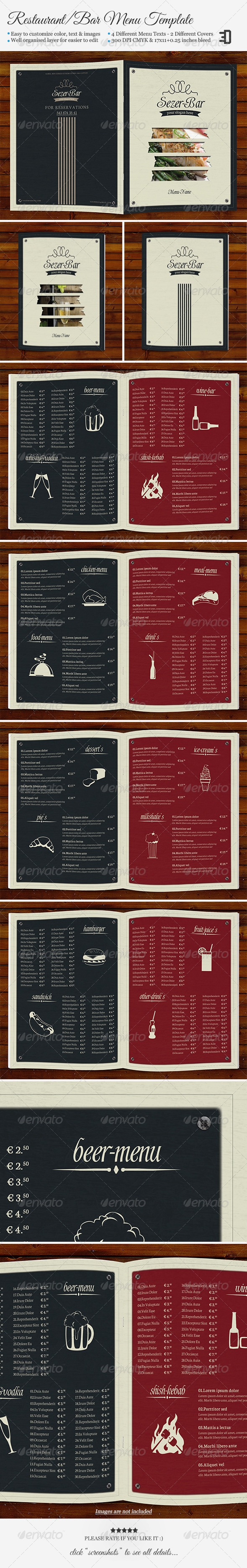 Restaurant/Bar Menu Template