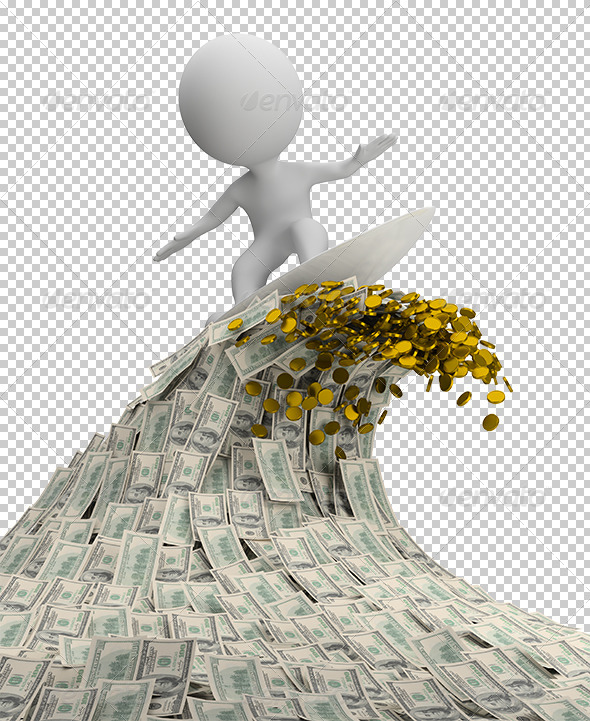 3D Small People Wave of Money 3D Small People Wave of Money