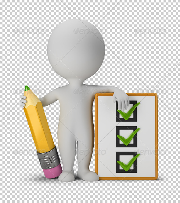 3D Small People with Clipboard and Pencil 3D Small People with Clipboard and Pencil