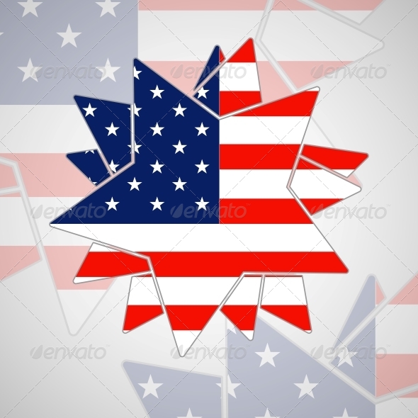 Abstract Star with American Flag