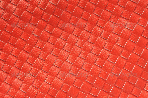 Close up of Red leather weaving for use as Background or Texture