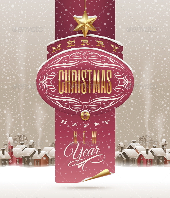 Christmas Greetings Banner and Winter Village Christmas Greetings Banner and Winter Village