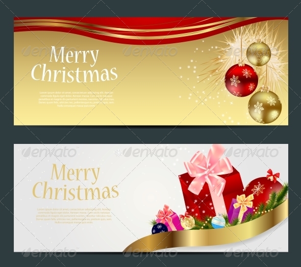 Set of Cards with Christmas Balls, Stars and Snowflakes