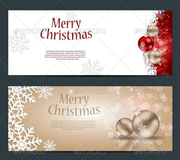 Set of Cards with Christmas Balls, Stars and Snowflakes