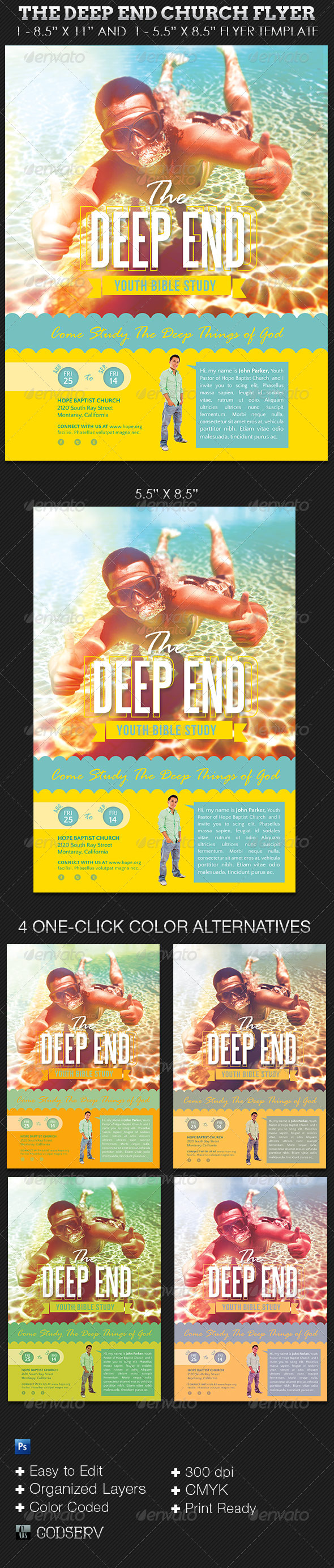 The Deep End Youth Church Flyer Template - Church Flyers