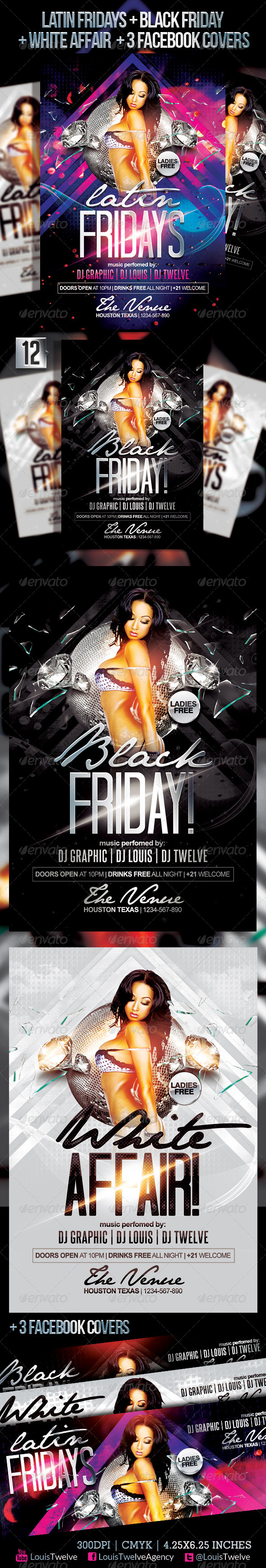 Latin Fridays & White Affair Flyer & FB Covers Latin Fridays & White Affair Flyer & FB Covers