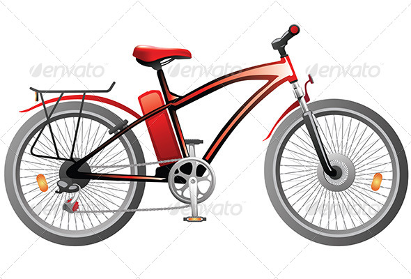 Red Bicycle with Power Battery.