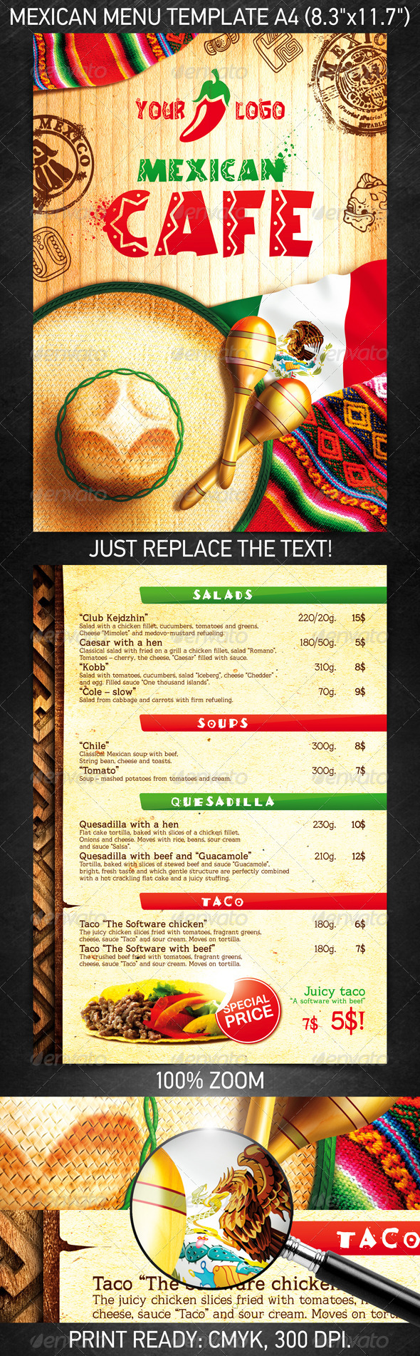Mexican Menu Template - Food Menus Print Templates