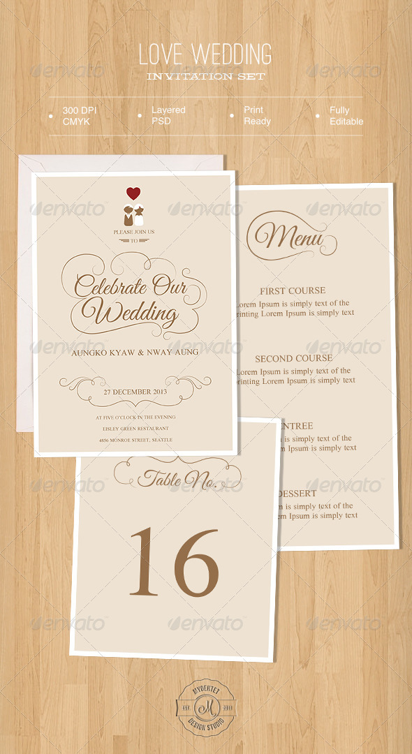 Love Wedding Invitation Set