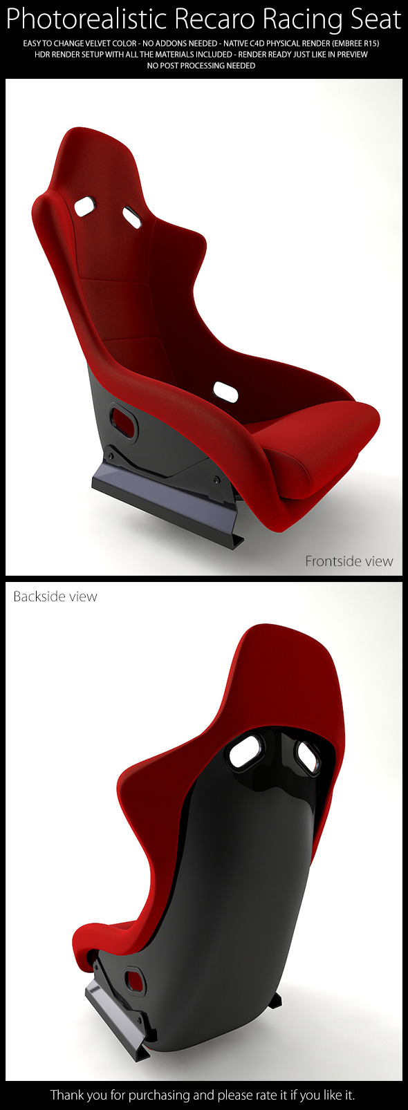Recaro Racing Seat - 3DOcean Item for Sale