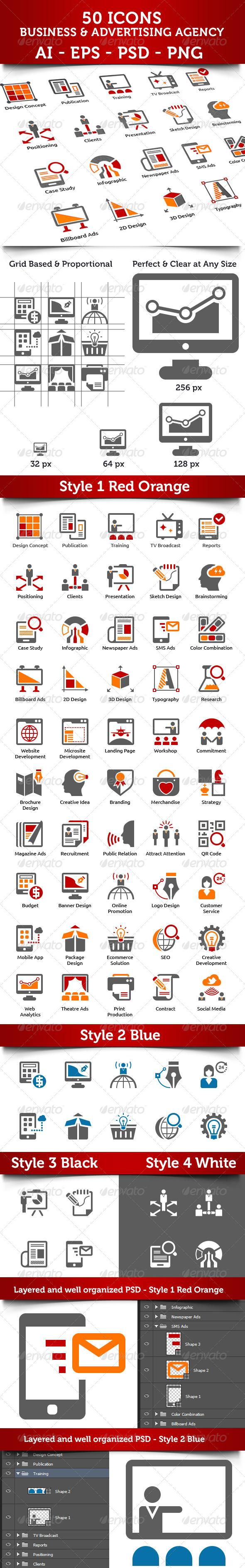 Business And Advertising Agency Icons Business And Advertising Agency Icons