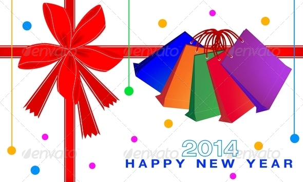 New Year Gift Card of Shopping Bags