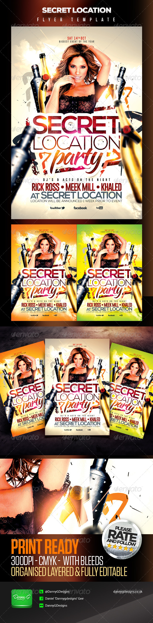 Secret Location Nightclub/Party Flyer Template - Clubs & Parties Events