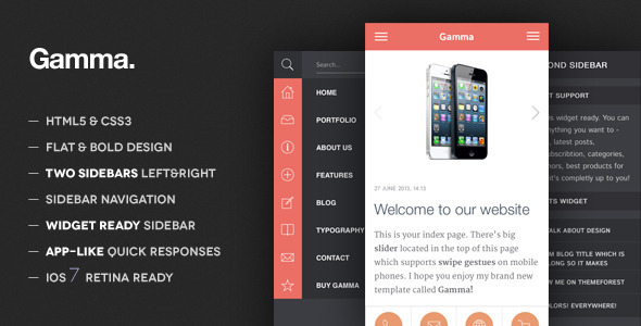 Gamma - Mobile Retina | HTML5 and CSS3 WordPress