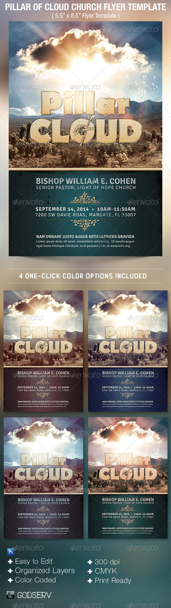 Pillar of Cloud Church Flyer Template - Print Templates