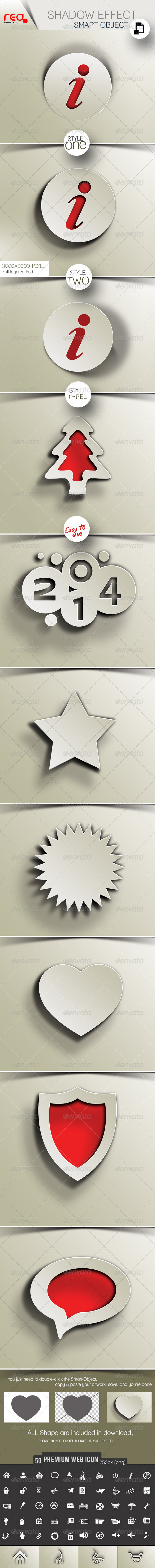 50 Premium Web Icon With 3 Shadow Effect - Buttons Web Elements