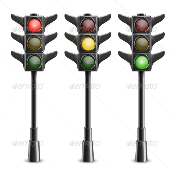 Black Traffic Lights on Pole Black Traffic Lights on Pole