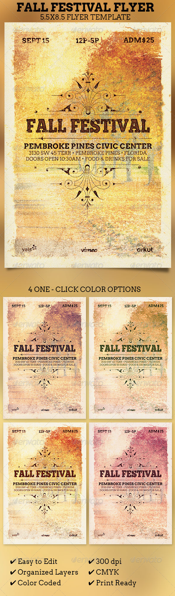 Fall Festival Flyer Template - Church Flyers