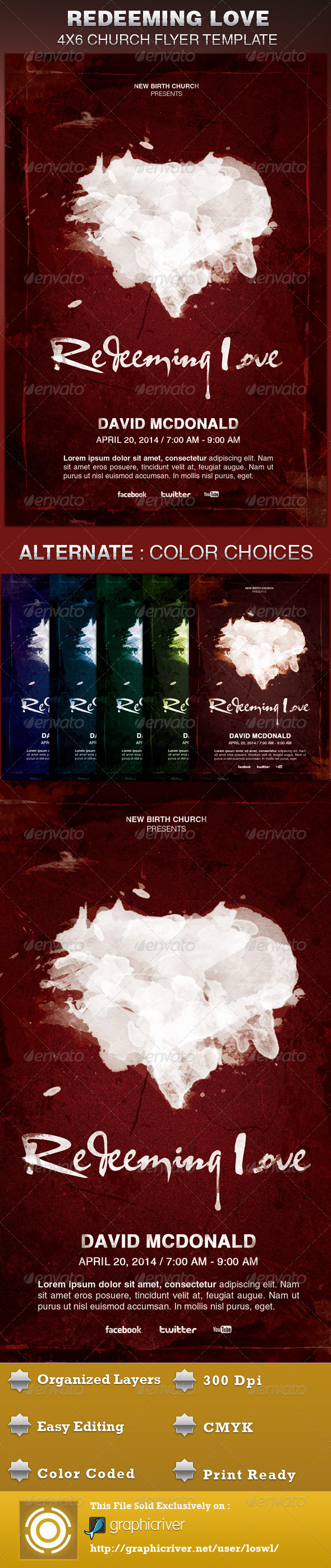 Redeeming Love Church Flyer Template - Church Flyers