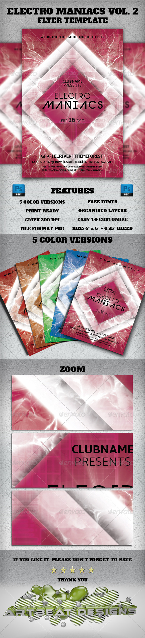 Electro Maniacs Vol 2 Flyer Template Electro Maniacs Vol 2 Flyer Template