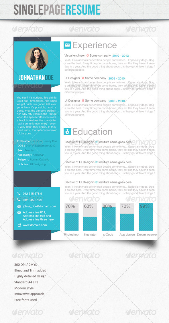 Simple Resume : 2 - Resumes Stationery