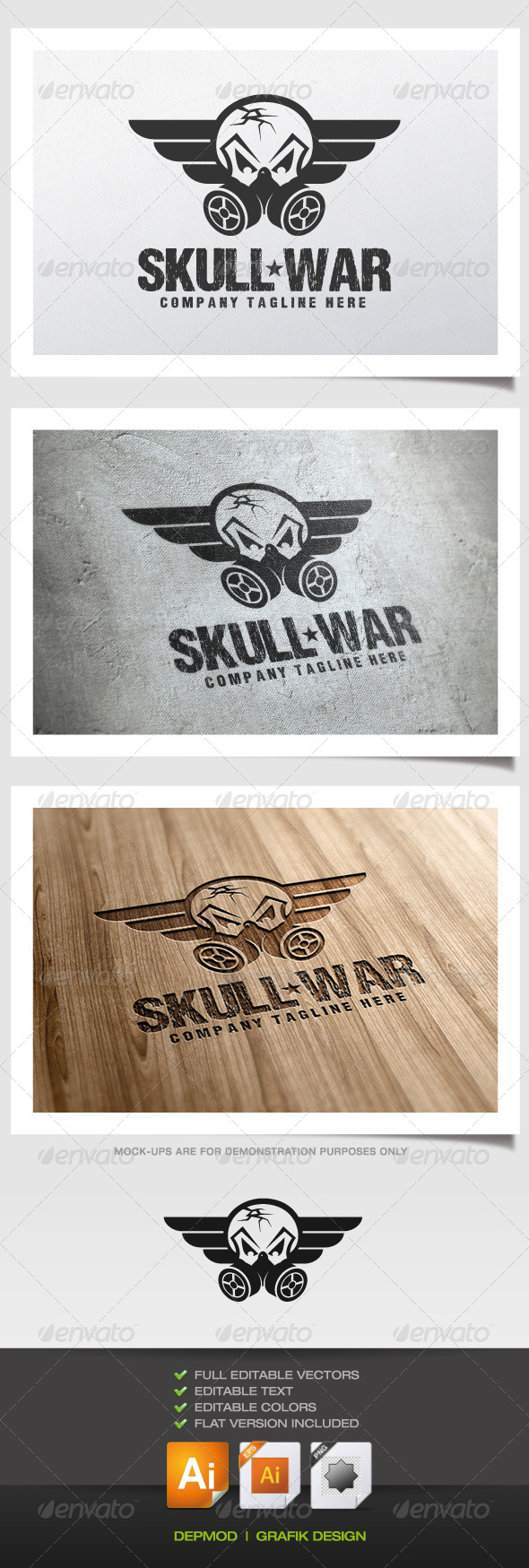 Skull War Logo - Symbols Logo Templates