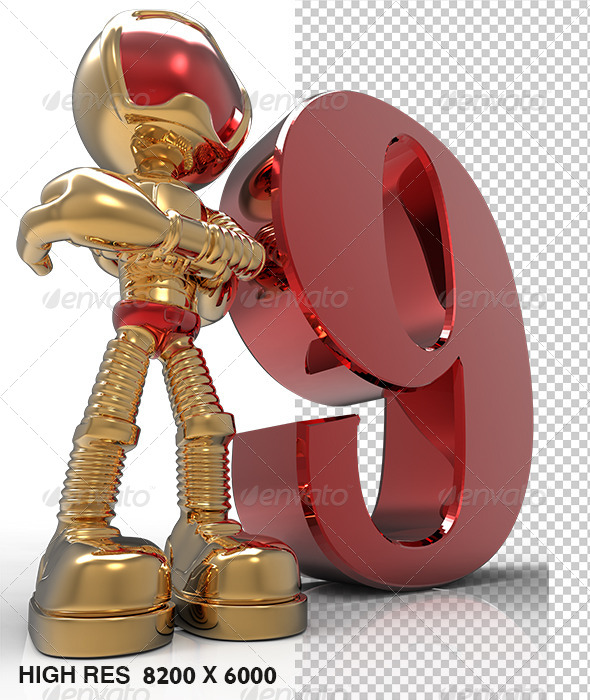 9th 3D Golden Character With Red Number Nine 9th 3D Golden Character With Red Number Nine
