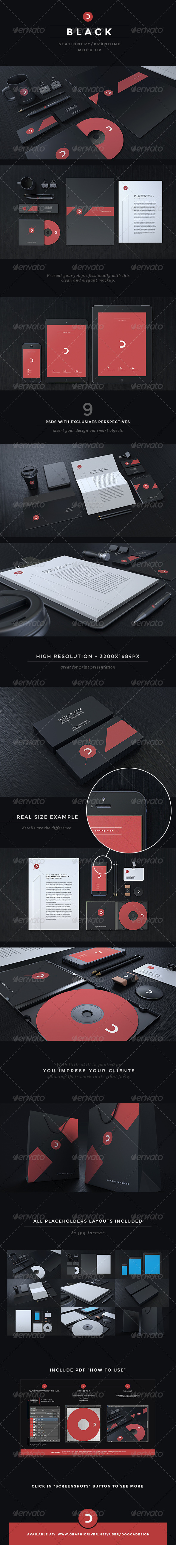 Black Stationery / Branding Mock-Up