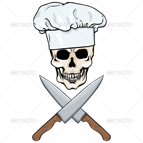 Skull Chef and Crossed Knives  GraphicRiver