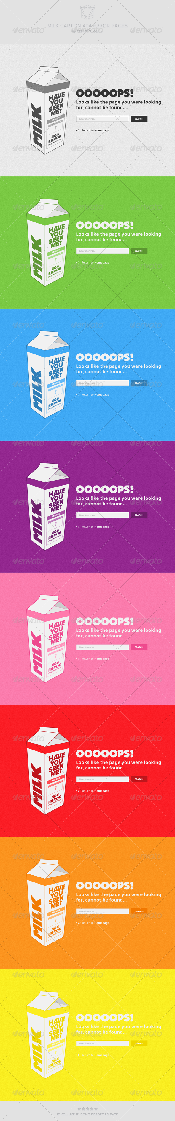 Milk Carton 404 Error Pages - 404 Pages Web Elements