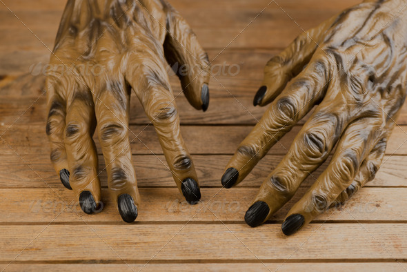 Werewolf hands for Halloween top view