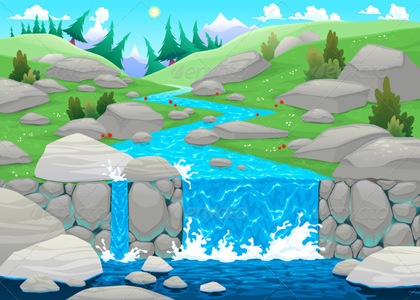 Mountain Landscape with River Mountain Landscape with River